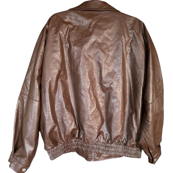NWT XL FAUX LEATHER Brown ZIPPER JACKET - Picture 10 of 13